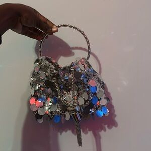 Small Handbag, AKIRA, silver sequins